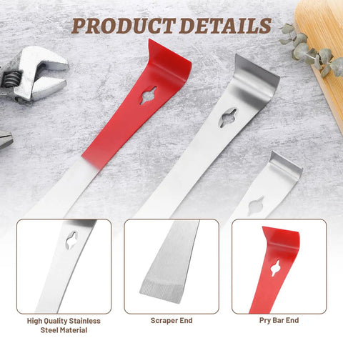 Must Have 3 Piece Pry Bar Set Stainless Steel Beehive Tool including scraper and pry bar ends