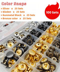 Heavy Duty Snap Button Kit With 100 Sets Of 15mm Metal Snaps for Clothing Leather Canvas Boat Covers four color pack