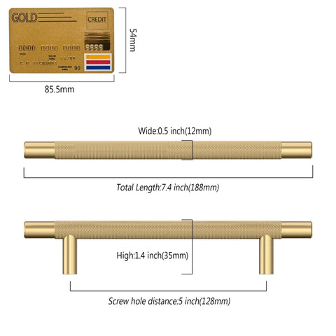 Dimensions of Champagne Bronze Cabinet Pulls 10 Pack 5 Inch Center to Center Knurled Kitchen Cabinet Handles
