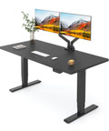 Crush Your Daily Desk Routine With This Height Adjustable Standing Desk Featuring Dual Motors Heavy Duty 3 Stage Lift Roomy 60 By 24 Top clean cable routing and matte black frame.