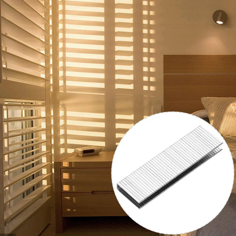 Heavy Duty Stainless Steel Shutter Louver Staple Repair Kit With Forty Window Shutter Nail Replacement Pieces For No Sweat Install and Rock Solid Toughness On All Exterior Shutters in a lit room.