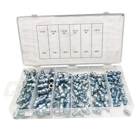 Top Rated 110 Piece Grease Nipple Assortment Kit With One Way Check Valve Stops Backflow For Heavy Duty Hydraulic Car And Truck Maintenance Jobs, plastic case