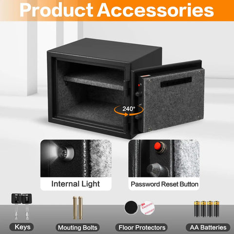 Open 1.2 Cubic Feet Fireproof Safe Box With Digital Keypad Alarm System For Home And Office Use Protecting Money Jewelry