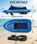 Inflatable Jet Ski With Electric Motor And Pump For Lakes And Rivers 700W Portable Watercraft showing dimensions