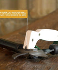 Portable Handheld Knife Sharpener With V Notch Edge Restorer for garden tools, highlighting tungsten carbide blade