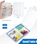 4 Pack Mini Waterproof Tackle Box Organizer For Fly Fishing with four compartments shown in hand and open on surface, compact size