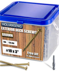 Box of Three Inch Deck Screws No 10 Rust Resistant Brown Epoxy Coated For Outdoor Wood Projects with Torx Star Drive T25 Bit.