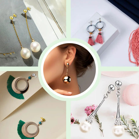 DIY Earring Making Kit With 240 Ball Post Studs Includes 60 Pairs Butterfly Earring Backs And 60 Pairs Spherical Earrings Three Sizes Of Posts Two Colors For Customizable Earrings, gold and silver