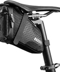 1.5L Bike Saddle Bag For Mountain And Road Bikes, Durable PU Fabric Seat Pouch With Diamond Grid Shield attached to bike seat.