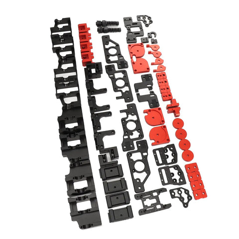Kick Your Daily Prints Up A Notch With Rock Solid Cnc Aluminum 3D Printer Frame Kit Including Upgraded Z Belt Tensioner For Ender 2.4 R2 Plus Spare Bolts, assorted black and red parts.