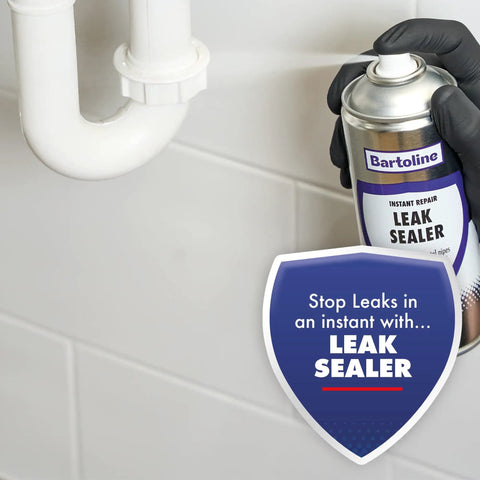Person using Leak Sealer Spray For Roofs Gutters Pipes And Cracks Waterproof Sealant For Outdoor Repairs All Weather UV Resistant Multi Surface Overpaintable 13.5 Oz 400 Ml Quick Fix For Leaks And Drips near a pipe.