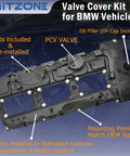 N55 Engine Valve Cover Kit With Gasket Bolts And Oil Cap for BMW models 2010-2019, showing valves and pre-installed bolts.
