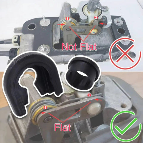 Comparison showing Seat Ibiza 6J 2002 2007 and Leon 1M 2000 2005 manual transmission shift cable linkage end rod bushing kit