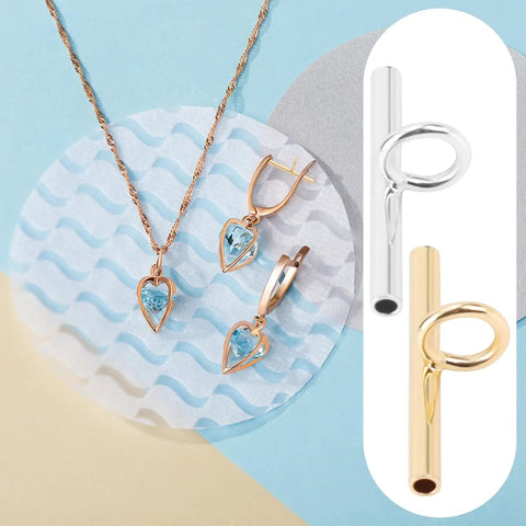 Must Have 6 Pack Pin To Pendant Converters In Gold And Silver Copper Finish displayed with jewelry and close-up of converters.