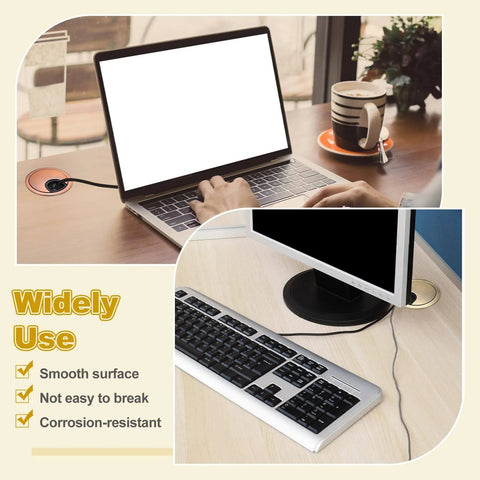 Desk Grommet Set, 2 Pieces, 1.4 Inch Zinc Alloy Round Desk Hole Cover, Cable Organizer For Home Office, Bronze Finish, installed