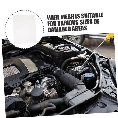 15pcs Stainless Steel Bumper Repair Mesh Screen Kit Durable Reinforcing Net For Bumper Repairs Quick Fix shown in car engine bay
