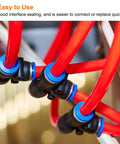 Red polyurethane tubes connected with fittings showing easy interface sealing for fluid transfer system