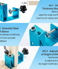 Complete Pocket Hole Jig Kit With Drill Guide For 15 Degree Angled Holes, Adjustable For Flush Joints, carpentry locator details