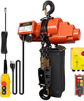 Beefy 2 In 1 Electric Chain Hoist With 2200 Lbs Pull Capacity And 20 Ft Lift Featuring Industrial Grade G80 Steel Chain for garage work.
