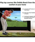 Golfer using Portable Golf Launch Monitor With Real Time Feedback And Photometric Tech indoors for swing analysis.
