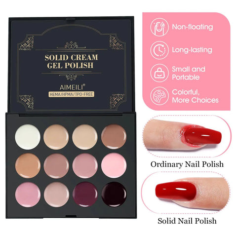 Hema Free Solid Gel Nail Polish Set With 12 Rich Colors For UV And LED Curing Soak Off Cream Gel Polish No Harsh Hema Formula