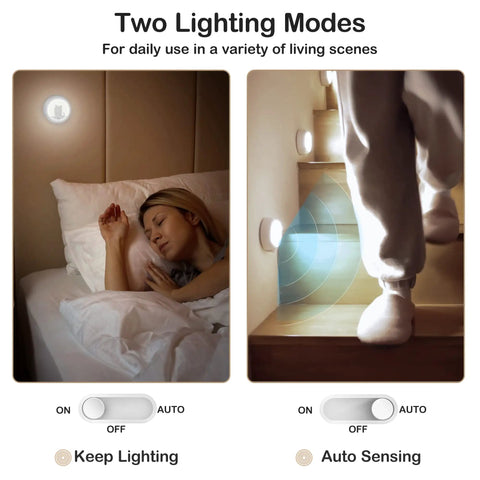 Two Pack Cute Cat Motion Sensor Night Light Cordless Rechargeable LED, bedroom and stairs use, dual lighting modes