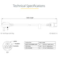 Illustration of Six Foot UK Computer Power Cord With BS 1363 To C13 Connector specifications, including plug type and cable length.
