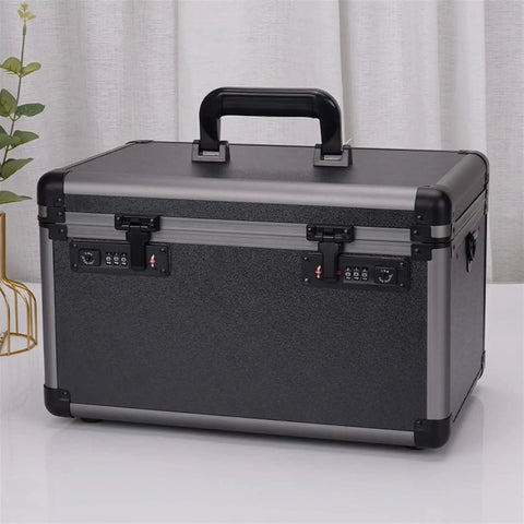 Rugged Gear Box Toolbox With Removable Tray Aluminum Alloy Dual Password Lock Portable Durable Organizer for Tools