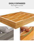 Expandable Bamboo Kitchen Drawer Organizer For Cutlery And Utensils, Adjustable Wood Cutlery Tray In Drawer For Flatware And Silverware