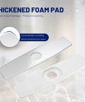 10 Inch Stainless Steel Sink Hole Cover Deck Plate For Chrome Kitchen Or Bathroom Faucets Fits 1 Or 3 Hole Escutcheons shown with foam pad