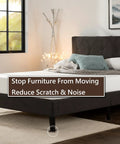 Square Rubber Furniture Caster Cups With No Slip Grip visible under bed legs, protecting hardwood floor.