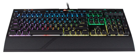 Top Tier Mechanical Gaming Keyboard With Butter Smooth Cherry Red Linear Keys And Killer Per Key RGB Backlighting For Your PC Rig, top view showing vibrant RGB backlighting.