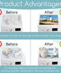 Coastal Beach Vibe Washer And Dryer Dust Covers 2 Pack 23.6x23.6 Inch Top Protector Pads Before and After View