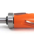 Side view of XTREME Compression Flush Trim Bit 2 Flutes Carbide Tipped with orange casing, visible cutting edges.