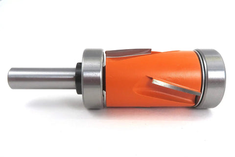 Side view of XTREME Compression Flush Trim Bit 2 Flutes Carbide Tipped with orange casing, visible cutting edges.