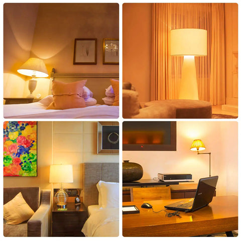 Rooms lit by Dimmable A21 LED Bulb 150 Watt Equivalent, 2600 Lumens Hella Bright Soft White 2700K, E26 Base