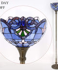 Dope Tiffany Style Floor Lamp With Blue Purple Baroque Stained Glass 71 Inch Tall Torchiere Pole Light 12 Inch Shade