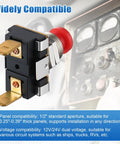 Marine Boat Horn Button Switch 12V 24V Dual Voltage SPST Momentary Red Push On Off Button With Screw Terminals next to control panel