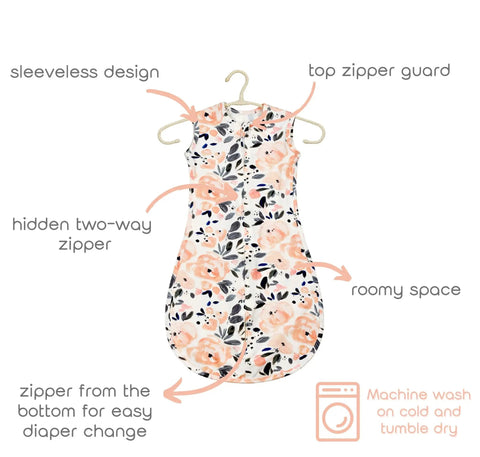 Cozy Baby Sleep Sack 0-12 Months Wearable Blanket 100 Percent Cotton 0.5 Tog Sleeveless Design Light Pink and Ink Pink 2 Pack