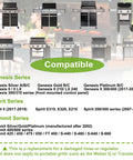 Compatibility chart for Genesis Spirit Summit grills showing models for 25In Hose And Regulator Kit For Genesis Spirit Summit Grills Replacement Includes 200 210 300 310 330 Silver And Gold Series For Gas Grill Parts Leak Proof Connection For Safe Leak Detection And Easy Gas Grill Setup