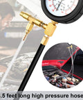 BETOOLL Pro fuel injection pressure tester kit with 0-140 PSI gauge, brass fittings, and 3.5 ft hose