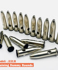 22LR Steel Safety Practice Rounds Action Trainer Dummy Rounds For Dry Fire Training Snap Caps 16 Pack CNC Machined Silver Finish