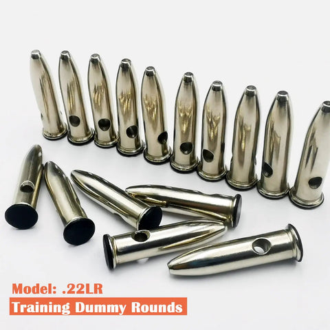 22LR Steel Safety Practice Rounds Action Trainer Dummy Rounds For Dry Fire Training Snap Caps 16 Pack CNC Machined Silver Finish