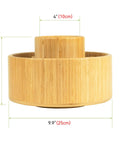 Large Bamboo 360 Degree Rotating Pencil Holder Desk Organizer With 11 Compartments For Pens Markers And Tools Smooth Spin For Easy Access Keeps Your Workspace Neat Must Have Eco Friendly Office Accessory showing dimensions
