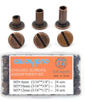 Knockout Red Copper Leather Rivet Assorted Kit With Slick Slotted And Phillips Head Bookbinding Posts Tough As Nails Diy Leathercraft Go To Gear For Dead Simple Projects 5Mm 6Mm 10Mm in assorted sizes and red copper material.