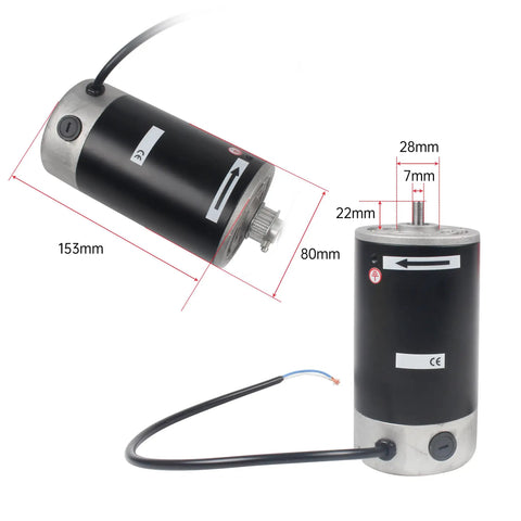 Premium Brushed DC Motor Designed For Mini Lathe Work Hella Tough 600 Watt Powerhouse Runs On 110 Volts Spins At Six Thousand Rpms With Thick Iron Body And Zero Vibration, 80mm diameter, 153mm length, iron housing.