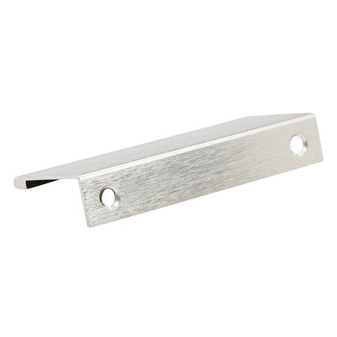 Side view of Finger Edge Pull Handle Set, 10 Pack, brushed stainless steel finish, lightweight aluminum drawer and cabinet front hardware.