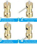 Brass shaft coupling joint, 3mm-3mm, 4-piece set with M3 screws
