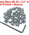 50-Piece 8-32 X 1/4 Inch Stainless Steel Allen Head Set Screws With 5/64 Inch Allen Wrench, Hex Socket Grub Screws, 304 Stainless