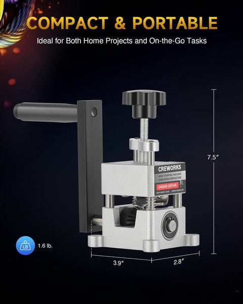 Side view of Wire Stripper Machine For Scrap Wires, Manual Crank Or Drill Compatible, 0.06 To 1 Inch Copper Wire Stripping Tool.
